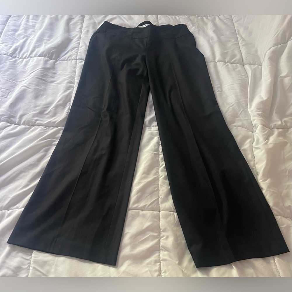 Trina Turk Wide Leg Flare Pants Black Size 10 Business Casual Party High Waist
